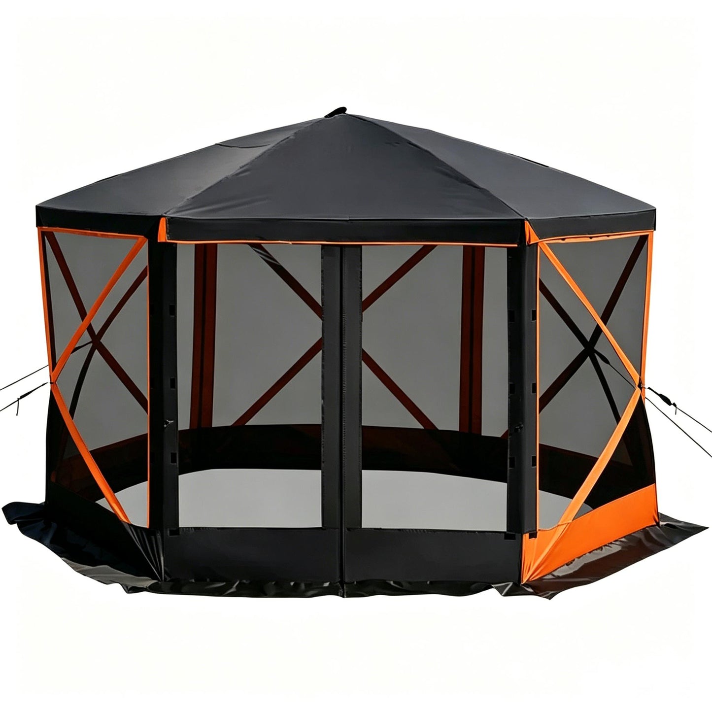 12FT Hexagon Pop Up Screen Tent, Waterproof Outdoor Mesh Gazebo Shelter