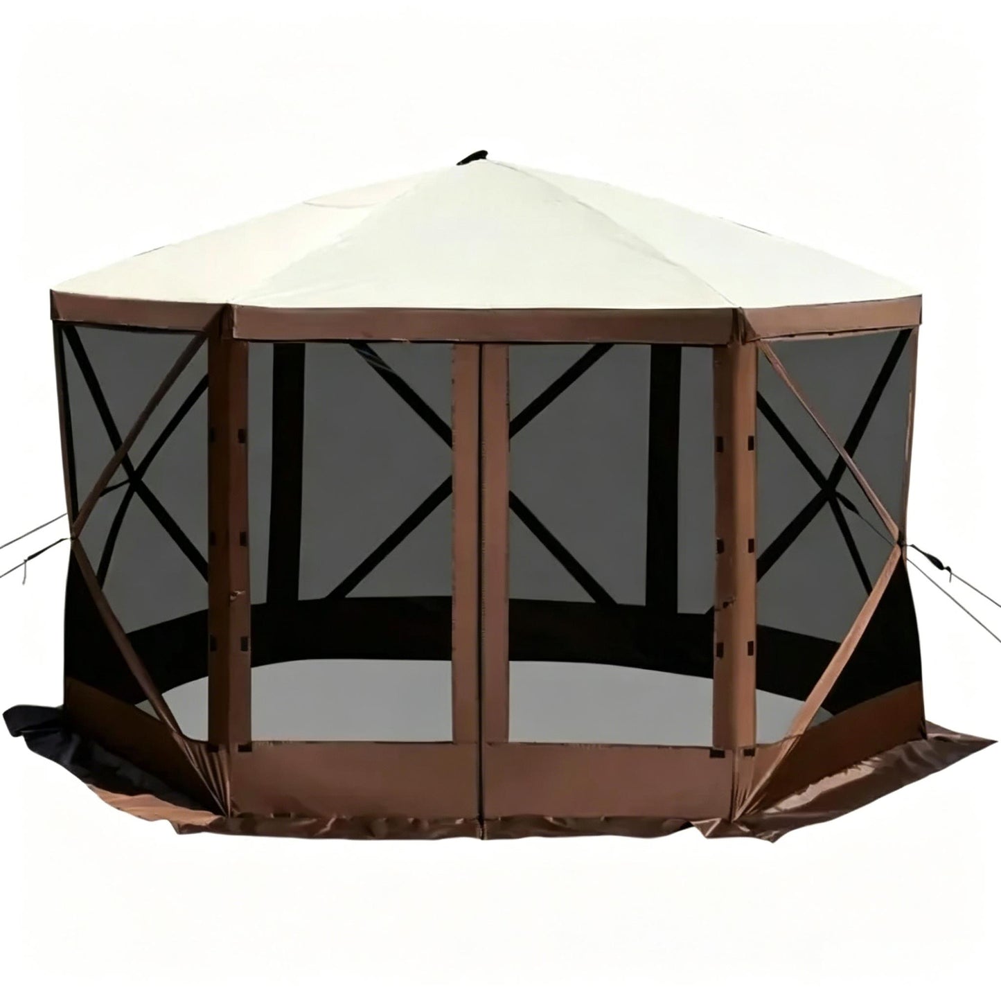 12FT Hexagon Pop Up Screen Tent, Waterproof Outdoor Mesh Gazebo Shelter