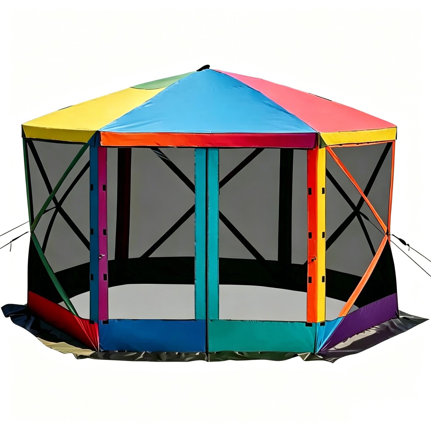 12FT Hexagon Pop Up Screen Tent, Waterproof Outdoor Mesh Gazebo Shelter